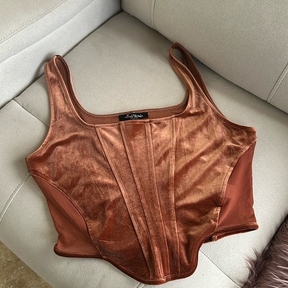 Mixed Threads Tops - Mixed Threads Copper Brown Velvet Corset Top size XL New!!